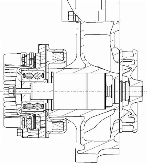 Nfz-Einsteckpumpe mit Schaltkupplung, geschlossenem Gussschaufelrad und dichtungsseitigem Zulauf, Fa. NGPM Merbelsrod